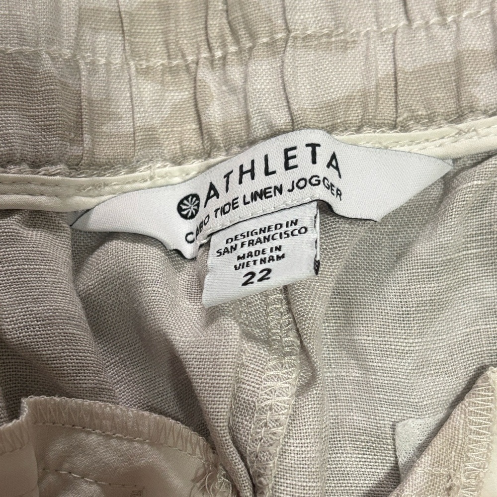 NWT Athleta Cabo Tide Camouflage Linen Cream Joggers Pants - Picture 4 of 5